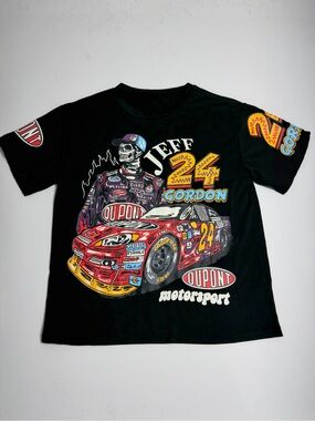 Jeff Gordon 24 DuPont Skull NASCAR Racing Graphic Tee Black Size S
